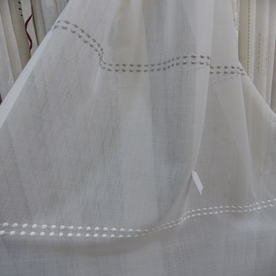 Visillo bordado IRATI blanco-gris