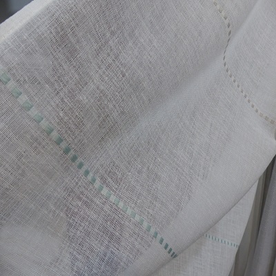 Visillo HOMS raya aguamarina-gris